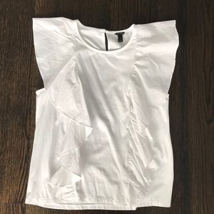 White J Crew Ruffle Top